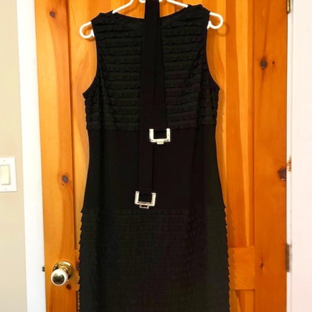 Joseph Ribkoff black frilly dress with belt